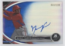 2013 Bowman Platinum Prospects Blue Refractor 33/199 Maikel Franco Auto 4f5