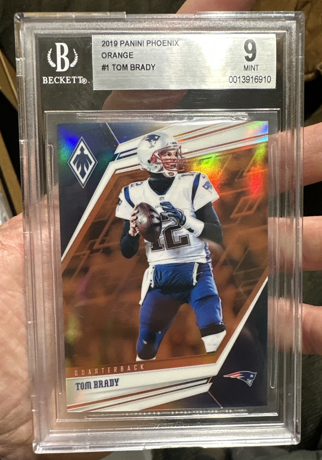 2019 Panini Phoenix Orange #/99 Tom Brady #1 BGS 9 MINT
