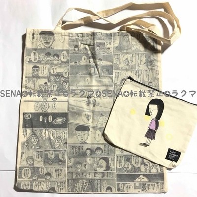 Three Coins Chibi Maruko-chan Reversible Tote Bag Eco Bag Pouch