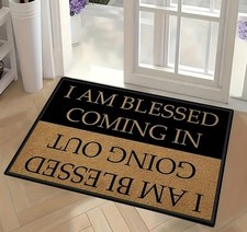 "I Am Blessed" Inspirational Doormat with Non-Slip Rubber Backing 