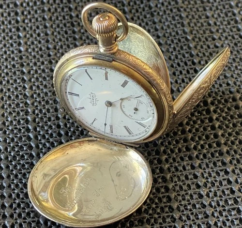 Antique Elgin Gr. 117 Gold Filled Pocket Watch Ornate Hunter 6s Engraved Repair