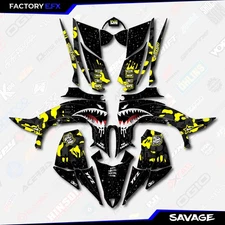 Black Yellow Savage Camo Racing Graphics kit fits 14-25 Yamaha YFZ450R YFZ 450R
