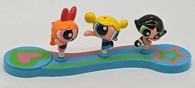 Vtg 2001 Power Puff Girls Cartoon Network Figures Spin Bubbles Buttercup Blossom