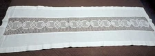 Vintage Mostly Handmade Dresser Scarf or Table Runner Crochet Inset 