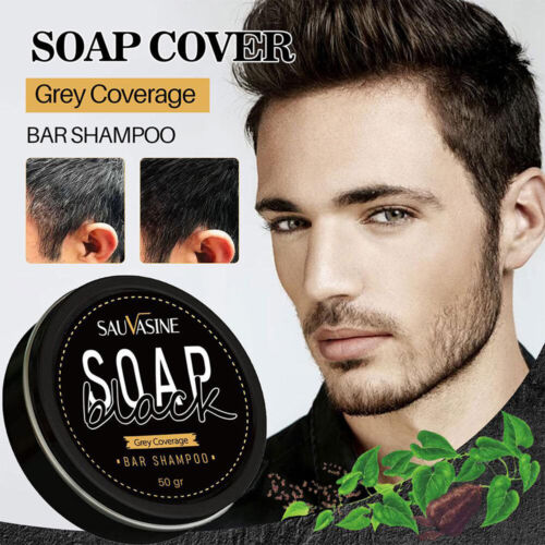 Shampoo Bar Con Copertura Grigio Per Uomo Sapone Nero Oscurante per ψ - Foto 5 di 13