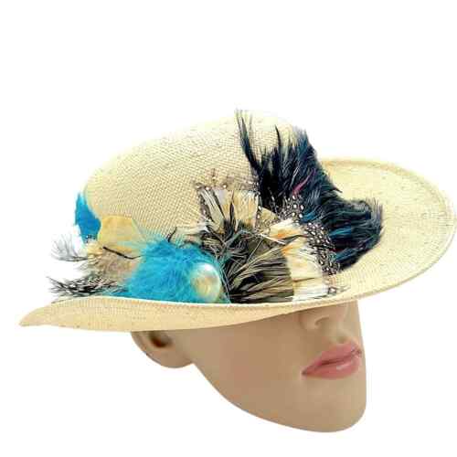 Diane Feathersmith Hat Vintage blue Feathers Races