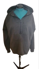 Quicksilver Mens Gray Hooded Sweatshirt Hoodie Half Zip Sz Large