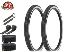 ALTA BICYCLE WIRE BEAD 26x 2 x 1-3/4 S7 WHITEWALL SCHWINN TIRES DIAMOND 8pc SET.
