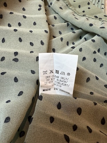 Wild Ginger Sz 8 Midi Dress Green Black Polka Dot Micro Pleat Lined Summer Wear - Picture 14 of 21