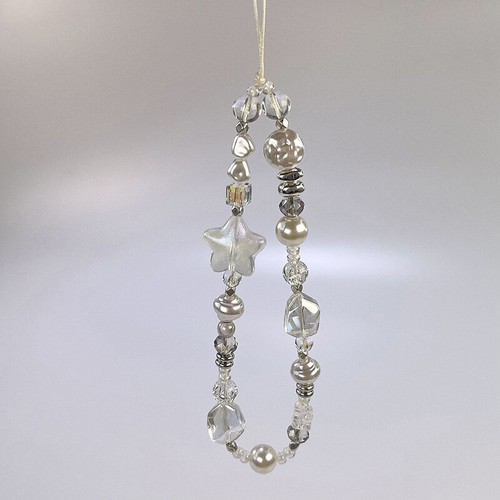 Y2K Mobile Phone Chain Fashion Silver Clear Beaded Phone Lanyard Wrist Strap - 第 4/5 張圖片