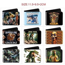 Game Italian Brainrot Print PU Wallet Unisex Short Zip Coin Cards Bifold Purse