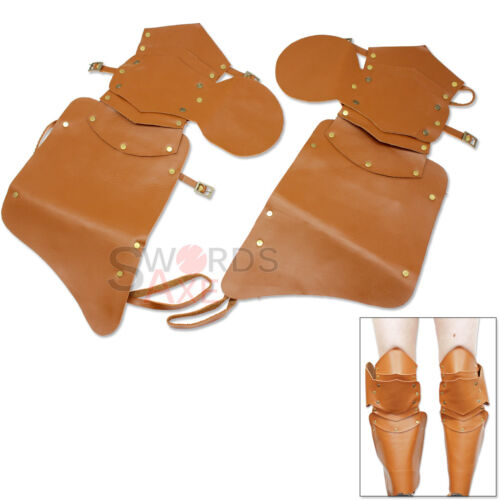 Coppia di armature medievali in pelle Greaves - Ottime per LARP Leg Armour Knight - Foto 2 di 2