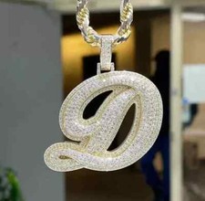 3Ct Round Cut Real Moissanite Men's Custom Letter Pendant 14K Yellow Gold Plated