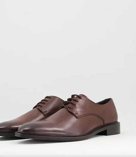 Topman Men s Leather Brown Morecombe Derby Lace Up Shoes RRP 40