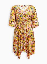 Torrid Floral Yellow Dress Babydoll NWT New 4X