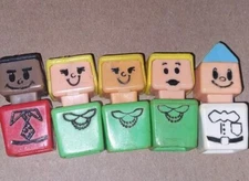 Lot of 5 Vintage Playskool McDonalds 1974 Square People