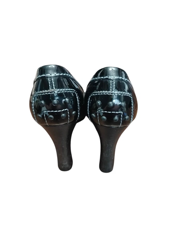 Zapatos de tacón TOD'S para mujer 8,5 charol negro hechos en Italia Foto 4 de 4