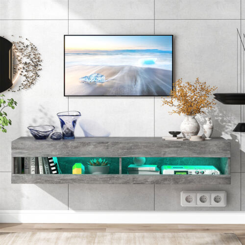 TV Lowboard LED Wohnwand Wohnzimmer Schrank Sideboard hängend Fernsehschrank - Bild 1 von 10