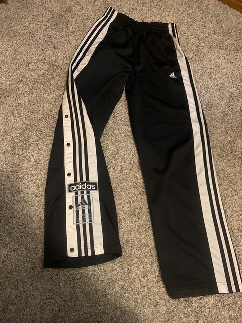 Vintage adidas Snap Button Tear Away Pants Men's Small Black Warm Up Basketball | eBay