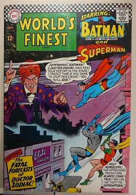World's Finest  #160 DC - Fatal Forecast Of Dr. Zodiac - 1966 - Fine   Many Pics