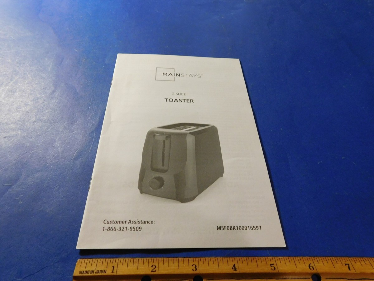 Mainstays Toaster Instructions Pamphlet Booklet