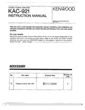 Kenwood KAC-921 Amplifier Owners Instruction Manual