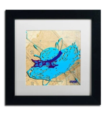 Blue Floppy Purple Bow by Roderick Stevens Black Frame, 13.5'' X 13.5''White Matte