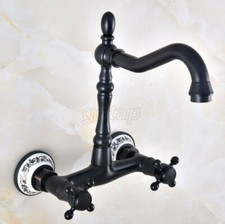 Kitchen Faucet Wall Mount Sink Faucet Dual Handle 360 Swivel Spout Mixer Taps