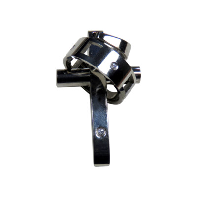 Cerca Trova Stainless Steel Polished Cross Pendant with CZ Accents and Ring