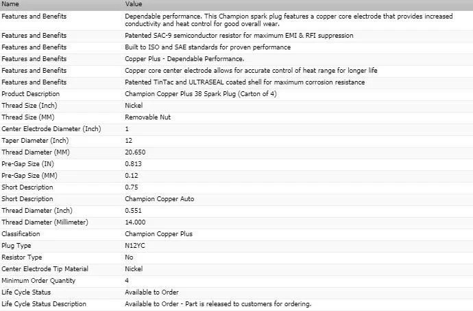 Juego de 8 bujías Champion de cobre para furgoneta Fargo B100 1971-1972 V8-5,2 L Foto 3 de 3