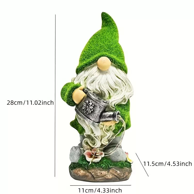 Карликовая садовая статуэтка гнома смола садовые гномы украшения двор с солнечным освещением - Изображение 2 из 4