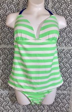 Old Navy Neon Green, White  Navy Tankini Small Top Xsmall Bottom Beach Vacation