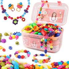 Girls Crafts Jewelry Making Kit for Toddlers - Pop Beads Toys Sets for Pink