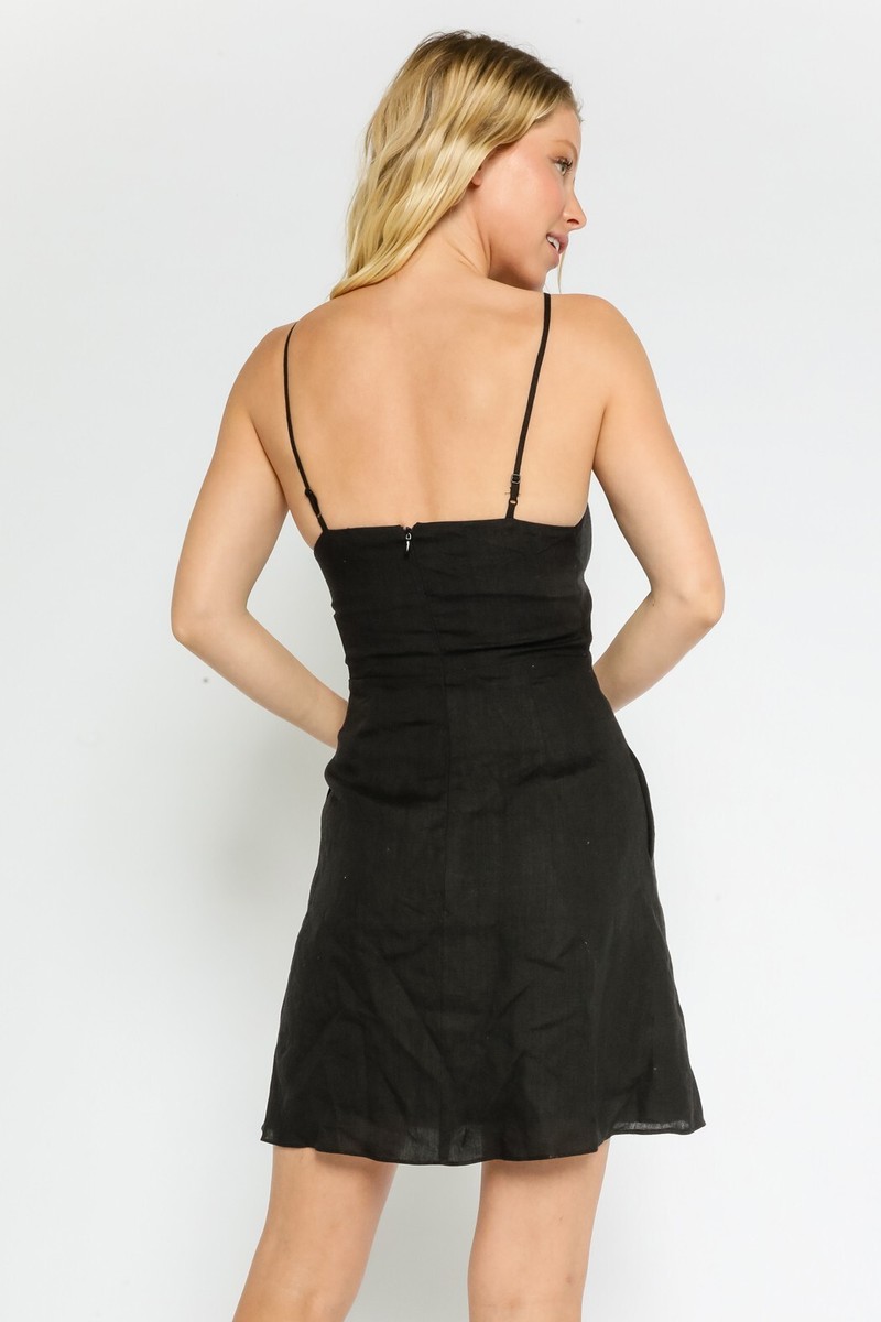 Little Black Linen Dress Small Olivaceous