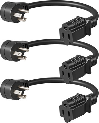 DEWENWILS 1 FT Extension Cord, Flat Plug 3 Prong Short Extension Cords, 16 Gauge