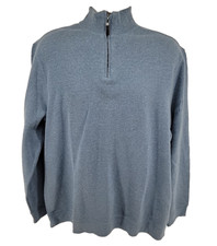 NEW Tasso Elba Sweater Size XL 1/4 Zip Cotton Light Blue Mock Neck
