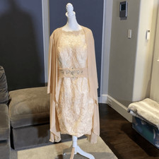 Women’s Dress Tea Length Corset Back with Matching Chiffon Jacket Size S