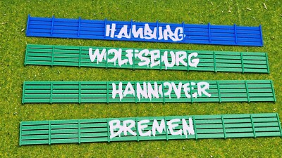 H0 Sichtschutzzaun 1:87 Hamburg, Wolfsburg, Bremen uvm - Fussball Fan Graffiti !