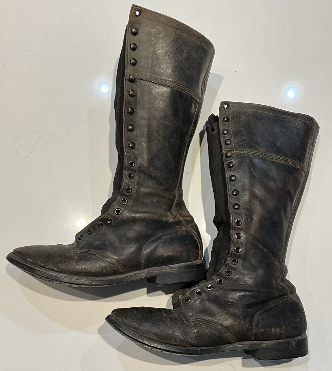 Vintage WWII US Army High Top Greased Leather Alaska Combat Boots