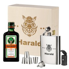 3-tlg. Geschenkset mit Jägermeister und personalisierter Gravur - geschenk likör