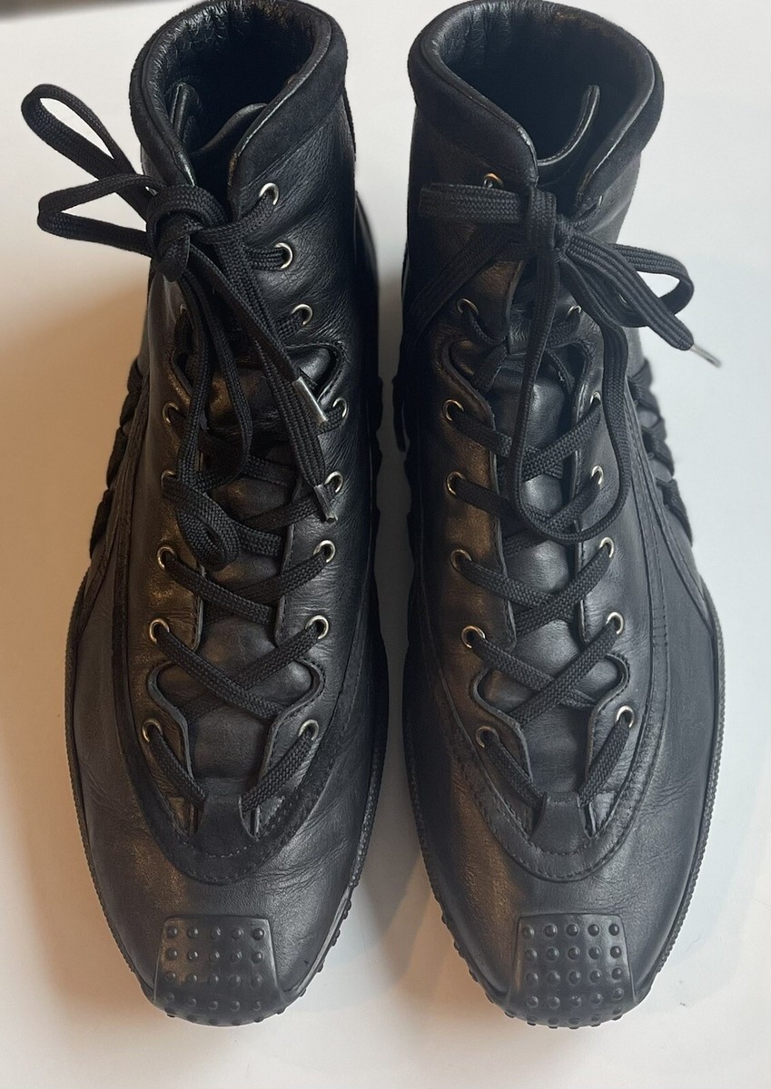 100% Genuine Christian Dior Black Leather High Top Trainers Size