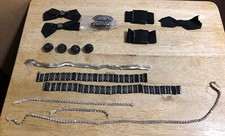 Vintage 1950s Assortment of Shoe Clips, Rhinestone Strips, Buttons