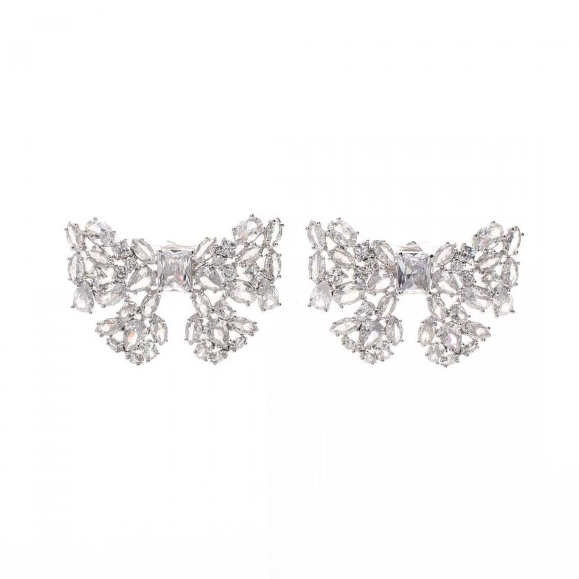 Kate Spade TAKE A BOW STATEMENT STUDS Earrings Ka816 Clear/Silver H1.1xW1.6