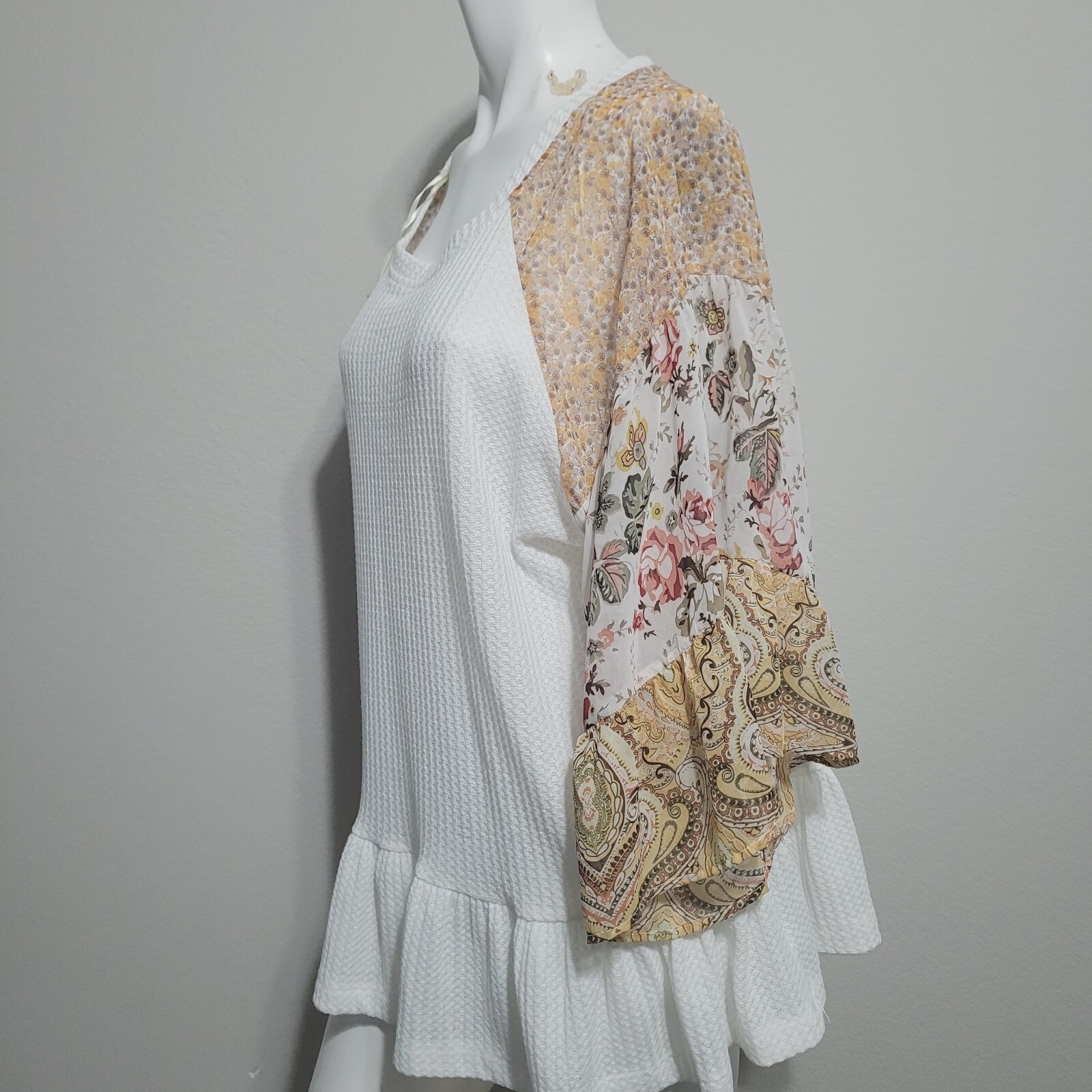 Umgee XL Tunic Top Blouse patchwork pleated ruffl… - image 5