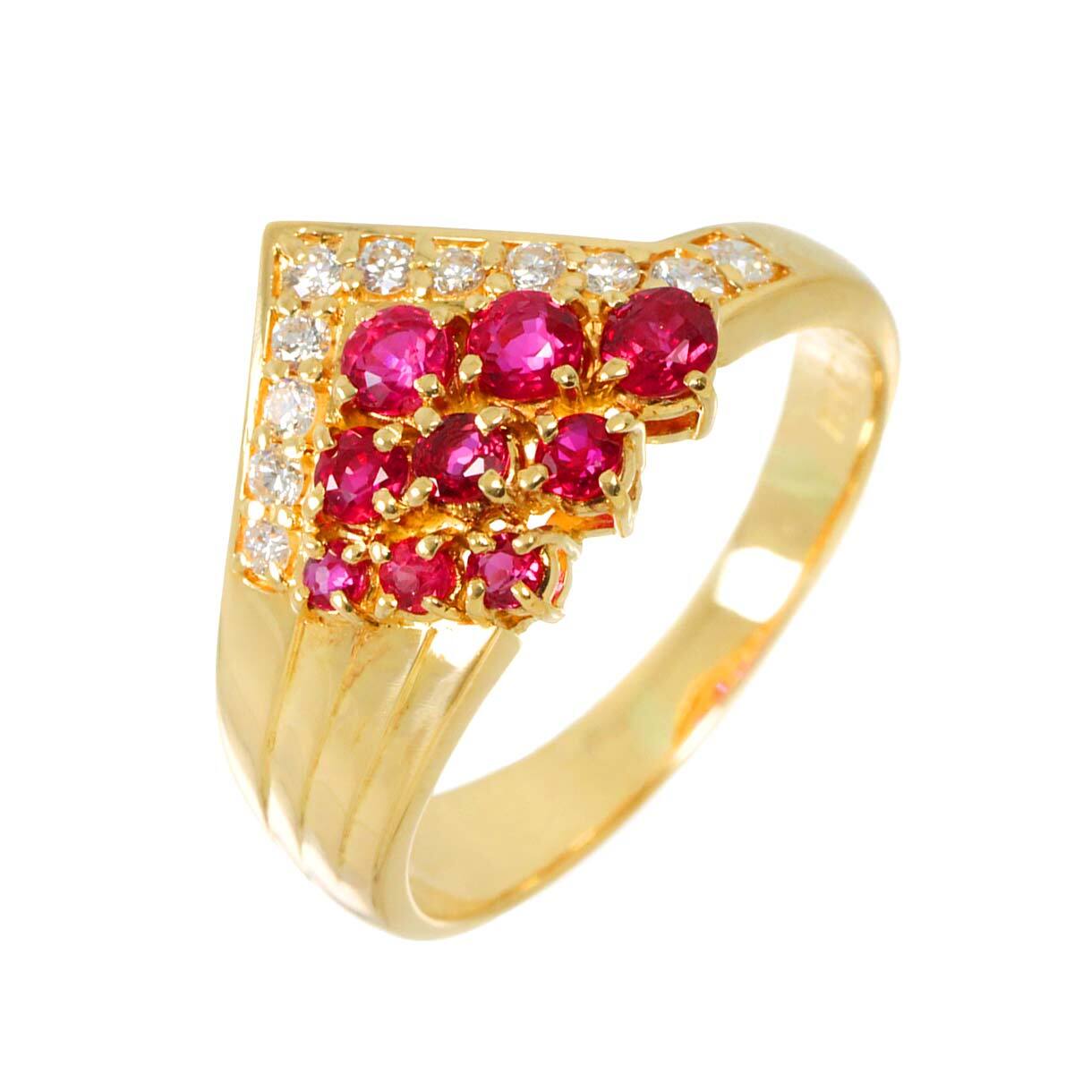 POLA Ruby 0.72ct Diamond 0.24ct Ring 18K YG 750 Size8.25(US 