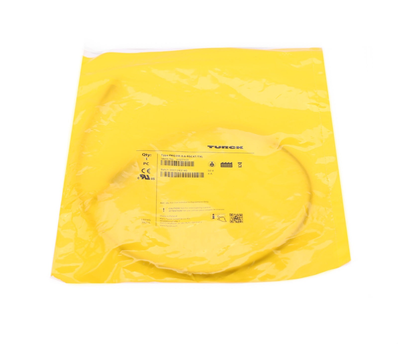 TURCK 6627103 PKG3M-0.6-RSC4T/TXL PKG3M06RSC4TTXL ! NEW !