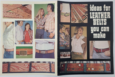 Vtg 1973 Tandy Ideas for Leather Belts You Can Make Leathercraft Carve Weaving