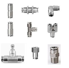 Pneumatic Fittings Push In Stainless Connectors - For Air Water Hose Many Types