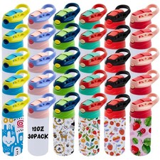 30 Pack 12 OZ Sublimation Straw Sippy Cup Blank Tumblers Double Wall Vacuum I...