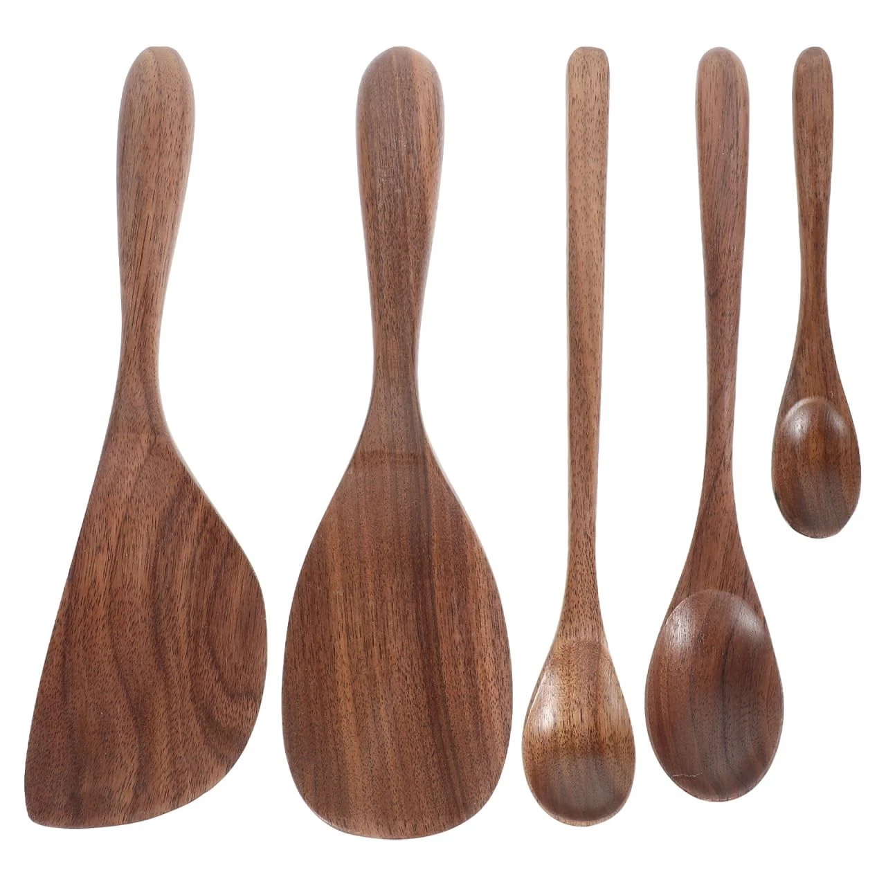 Walnut Wooden Cooking Spoon Set 5Pcs Kitchen Utensils for Stirring Serving So...